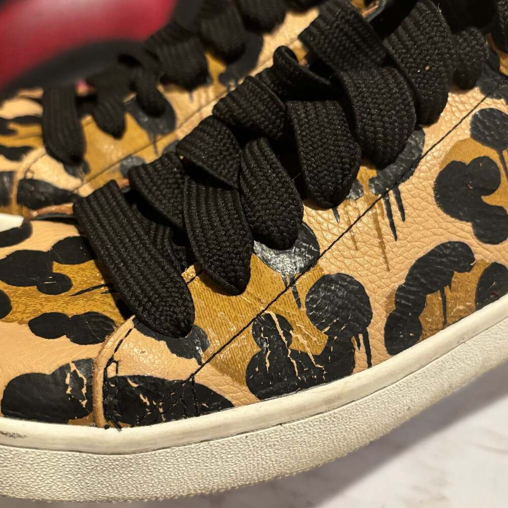 Coach High Line Wild Beast Leopard Print Pebble Leather Low Top Sneakers Sz 8.5 - Picture 8 of 14